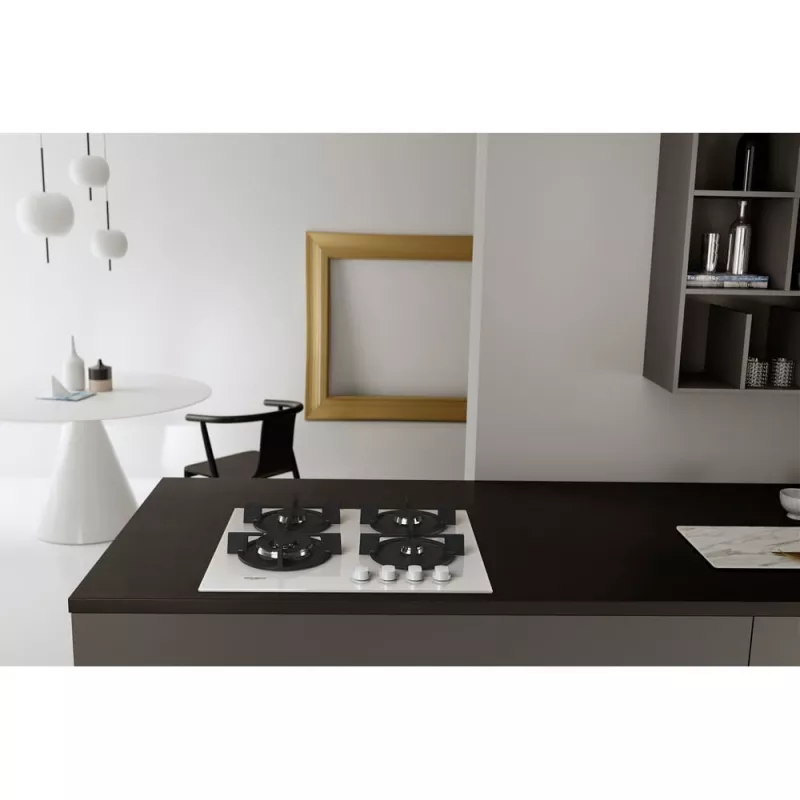 Whirlpool AKT 625/WH Iebūvējamā gāzes plīts virsma, 60 cm, 4 degļi, melna/balta