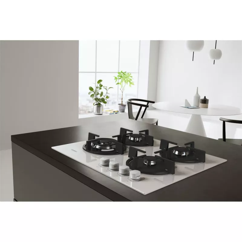 Whirlpool AKT 625/WH Iebūvējamā gāzes plīts virsma, 60 cm, 4 degļi, melna/balta
