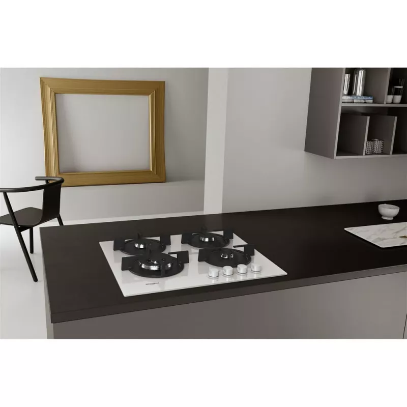 Whirlpool AKT 625/WH Iebūvējamā gāzes plīts virsma, 60 cm, 4 degļi, melna/balta