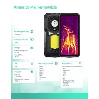 UleFone Armor 29 Pro Thermal 5G 16/512GB izturīgs viedtālrunis ar termokameru