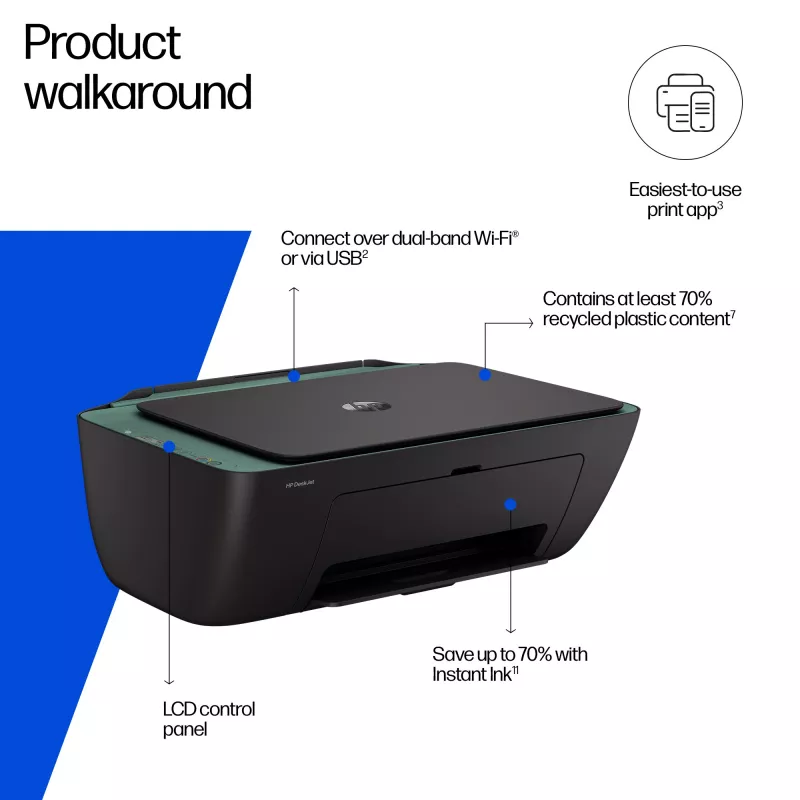 Daudzfunkciju tintes printeris HP DeskJet 2923 — krāsains, Wi‑Fi, A4, 4800x1200 DPI