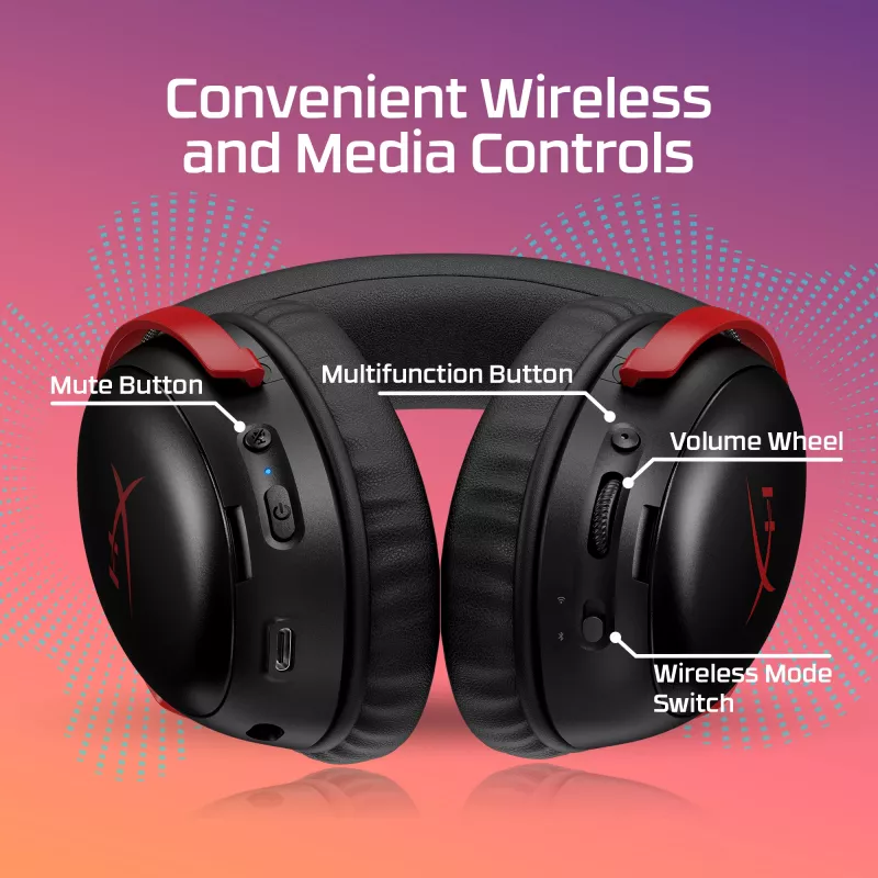 HyperX Cloud III S Wireless - Spēļu austiņas (Melna)