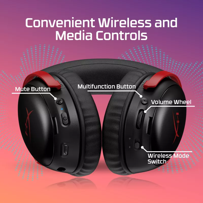 HyperX Cloud III S Wireless - Spēļu austiņas (Melna)