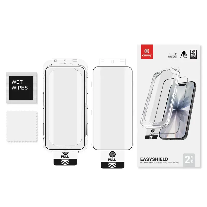 Aizsargstikls Crong EasyShield 2 gab. iPhone 17 / 17 Pro / 16 Pro, rūdīts, spīdīgs