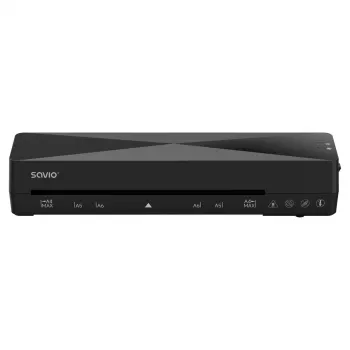 Aukstā/karstā laminators SAVIO LR-01/B — maksimālais laminēšanas platums 230 mm, 320 mm/min, 300 W, melns