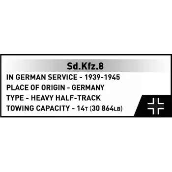 Cobi Blocks Sd.Kfz.8 vilcējs ar 8,8 cm Flak 36 lielgabalu, 975 detaļas