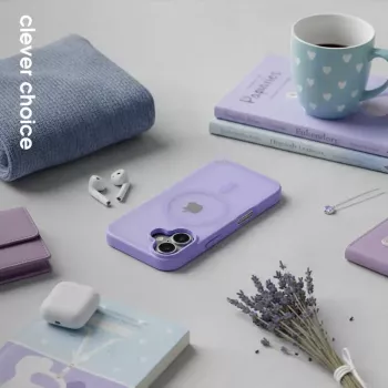 Crong Hybrid Matte Magnetic Macīgs vāciņš iPhone 17 — Caurspīdīgs Lavandas, PC+TPU