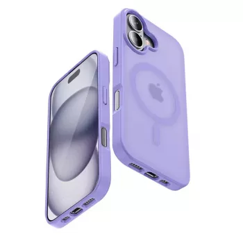 Crong Hybrid Matte Magnetic Macīgs vāciņš iPhone 17 — Caurspīdīgs Lavandas, PC+TPU
