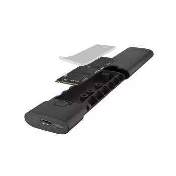 ICY BOX ārējais korpuss M.2 NVMe ar USB 3.2 Gen 2 Type-C, SSD korpuss, M.2, PCI Express, 10 Gbit/s, karstā maiņa, Melns