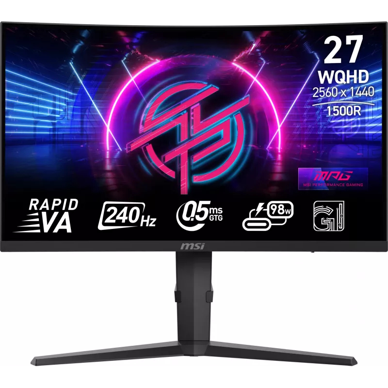 MSI MPG 275CQRXF 27 collu (68.6 cm) WQHD izliekts spēļu monitors, 2560x1440, 240Hz, 0.5ms, Rapid VA, 1500R, melns