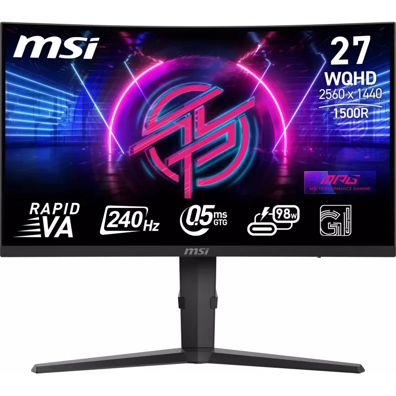 MSI MPG 275CQRXF 27 collu (68.6 cm) WQHD izliekts spēļu monitors, 2560x1440, 240Hz, 0.5ms, Rapid VA, 1500R, melns