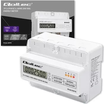 Trīsfāžu DIN sliedes enerģijas skaitītājs QOLTEC 50978 — 400V, 100A
