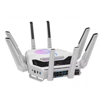ASUS ROG Rapture GT-BE19000AI bezvadu maršrutētājs 10 Gigabit Ethernet trīsjoslu (2.4 GHz / 5 GHz / 6 GHz) Balts