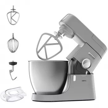 Planētu mikseris Kenwood Chef XL KVL4110S — 1200 W, 6,7 L nerūsējošā tērauda bļoda, plakanisks maisītājs, blenderis, sudraba krāsa