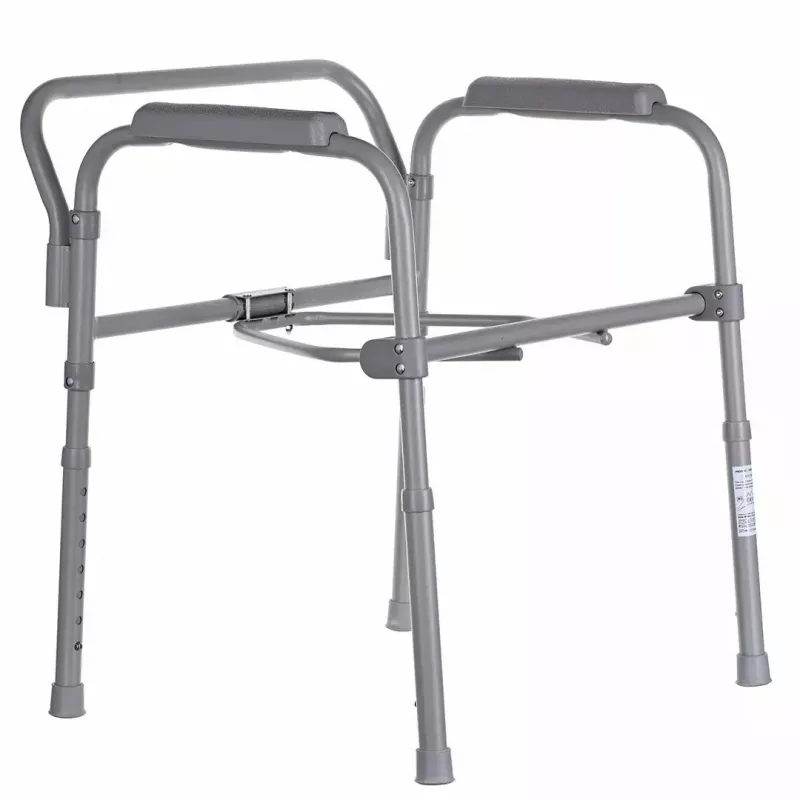 Saliekamā tualetes krēsla ANTAR ar roku balstiem, glabāšanas kasti, tērauda rāmi, regulējams augstums 35–50 cm, maks. slodze 120 kg, pelēks