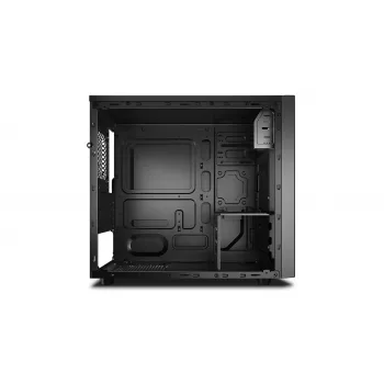 Korpusa DeepCool Matrexx 30 SI Mini Tower — Micro ATX/Mini-ITX, 3x3.5 collu + 2x2.5 collu sloti, 25 cm GPU, 15.1 cm CPU dzesētājs, augšējais barošanas bloks, melns