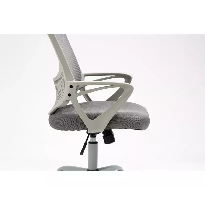 Biroja grozāmais krēsls ActiveJet YK507 — polsterēts sēdeklis, sieta atzveltne, auduma polsterējums pelēks, augstums 90–100 cm, atzveltnes platums 45 cm