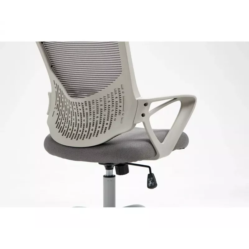 Biroja grozāmais krēsls ActiveJet YK507 — polsterēts sēdeklis, sieta atzveltne, auduma polsterējums pelēks, augstums 90–100 cm, atzveltnes platums 45 cm