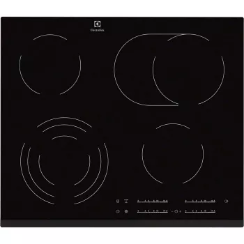 Electrolux EHF6547FXK iebūvējamā keramikas plīts virsma, melna, 4 zonas