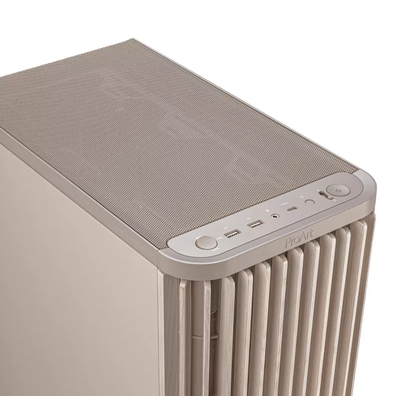 Korpuss ASUS ProArt PA401 Wood Edition bēšs — vidējais tornis, metāla priekšpuse
