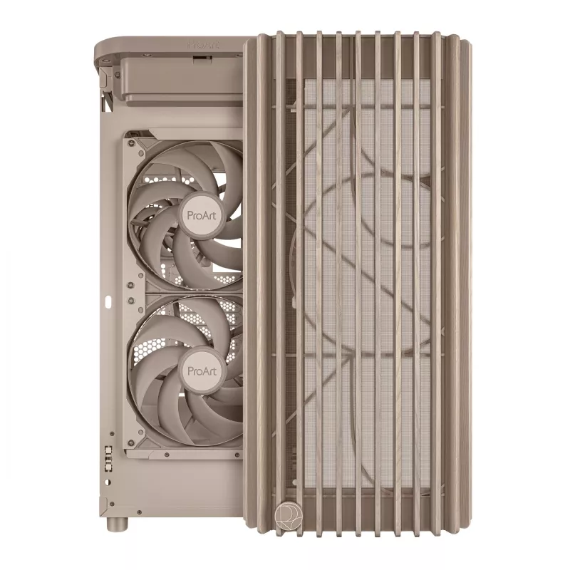 Korpuss ASUS ProArt PA401 Wood Edition bēšs — vidējais tornis, metāla priekšpuse