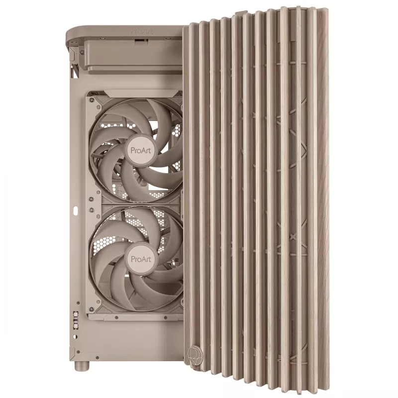 Korpuss ASUS ProArt PA401 Wood Edition bēšs — vidējais tornis, metāla priekšpuse