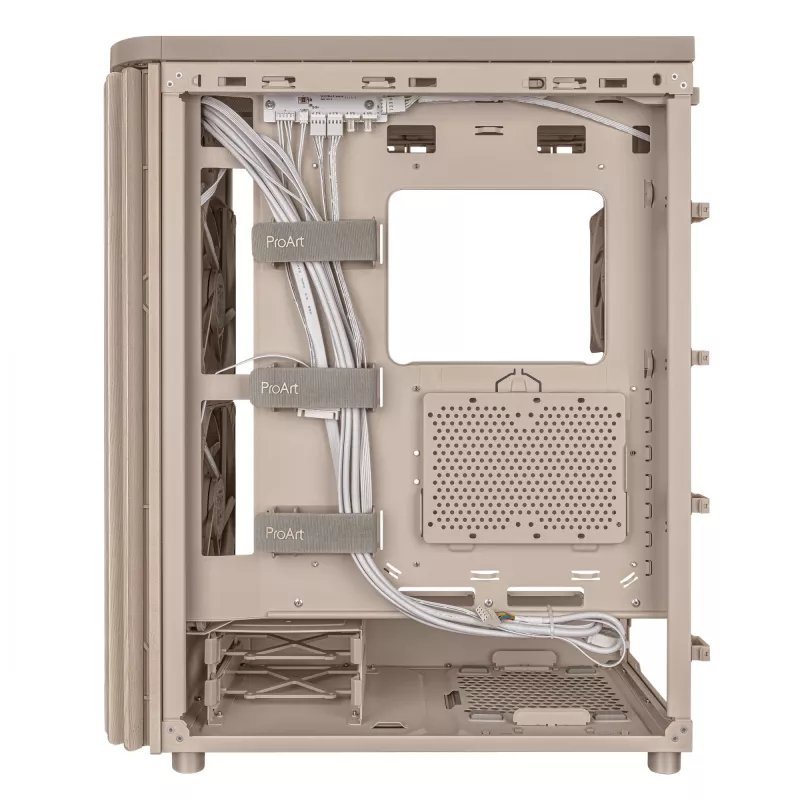 Korpuss ASUS ProArt PA401 Wood Edition bēšs — vidējais tornis, metāla priekšpuse