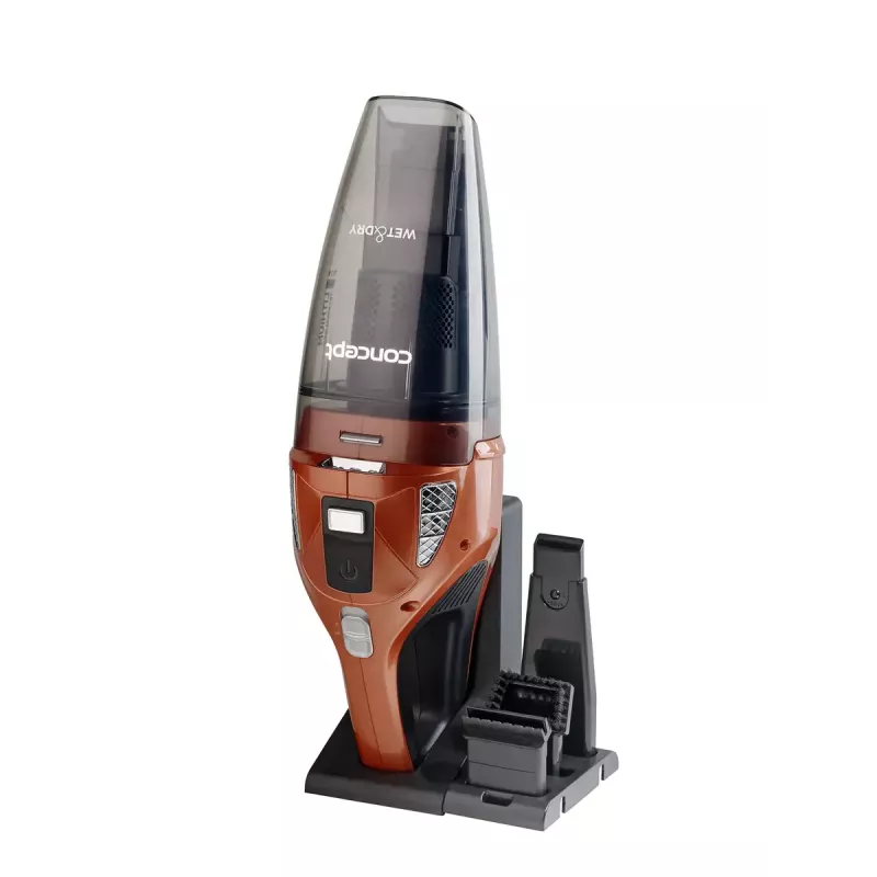 Putekļsūcējs rokas Concept VP4360 — sausā un mitrā tīrīšana, HEPA filtrs, 0.45 L putekļi, 0.15 L šķidrums, 45 min darbība, Melns/Brūns