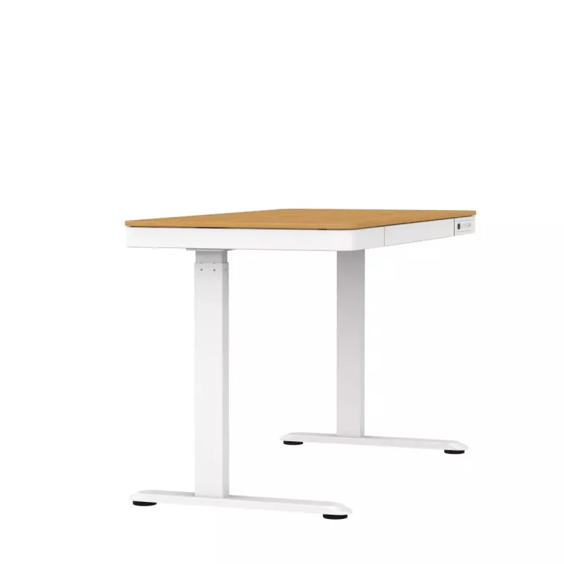 Elektriski regulējams augstuma galds ActiveJet ET119W-C 140x70 cm — 1 motors, augstums 725–1225 mm, balts/ozols