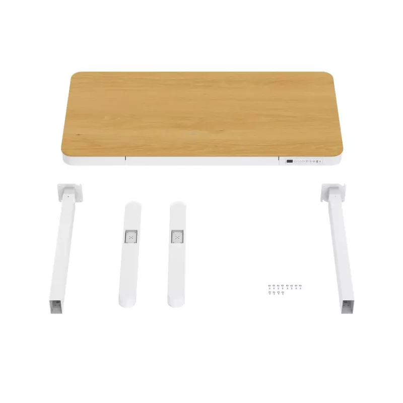 Elektriski regulējams augstuma galds ActiveJet ET119W-C 140x70 cm — 1 motors, augstums 725–1225 mm, balts/ozols
