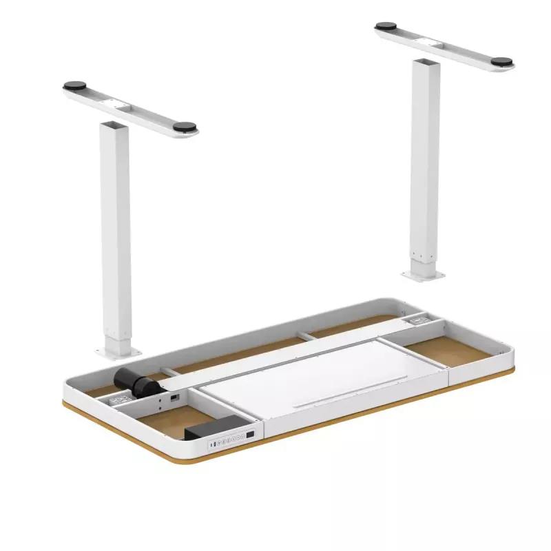 Elektriski regulējams augstuma galds ActiveJet ET119W-C 140x70 cm — 1 motors, augstums 725–1225 mm, balts/ozols