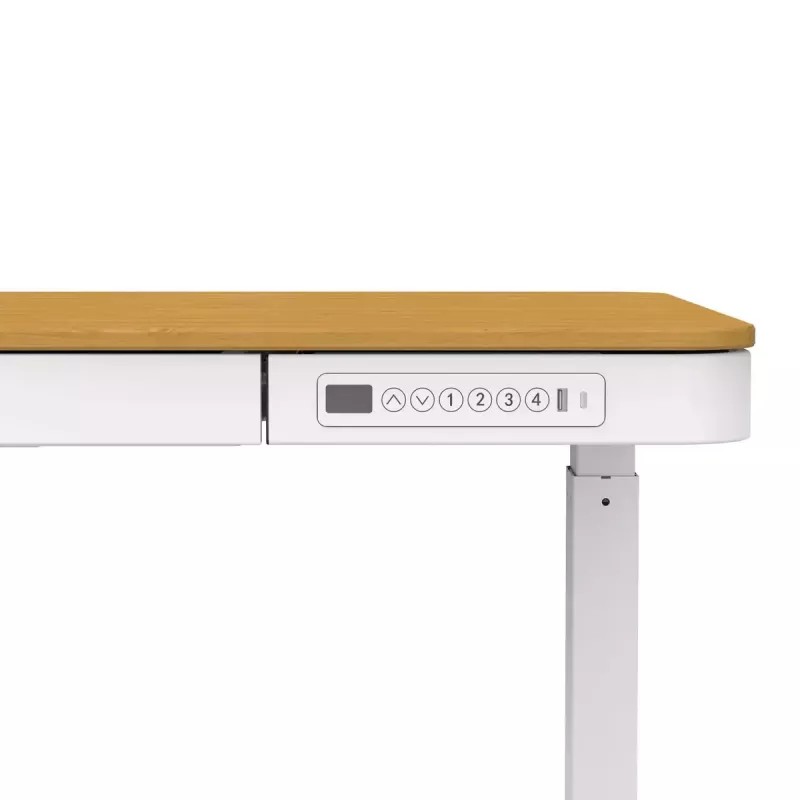 Elektriski regulējams augstuma galds ActiveJet ET119W-C 140x70 cm — 1 motors, augstums 725–1225 mm, balts/ozols