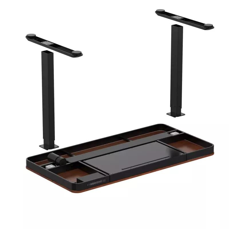 Aktīvā galds ActiveJet ET119W-C elektriski regulējams 140x70 cm melns/valrieksts ar USB-A un USB-C portiem