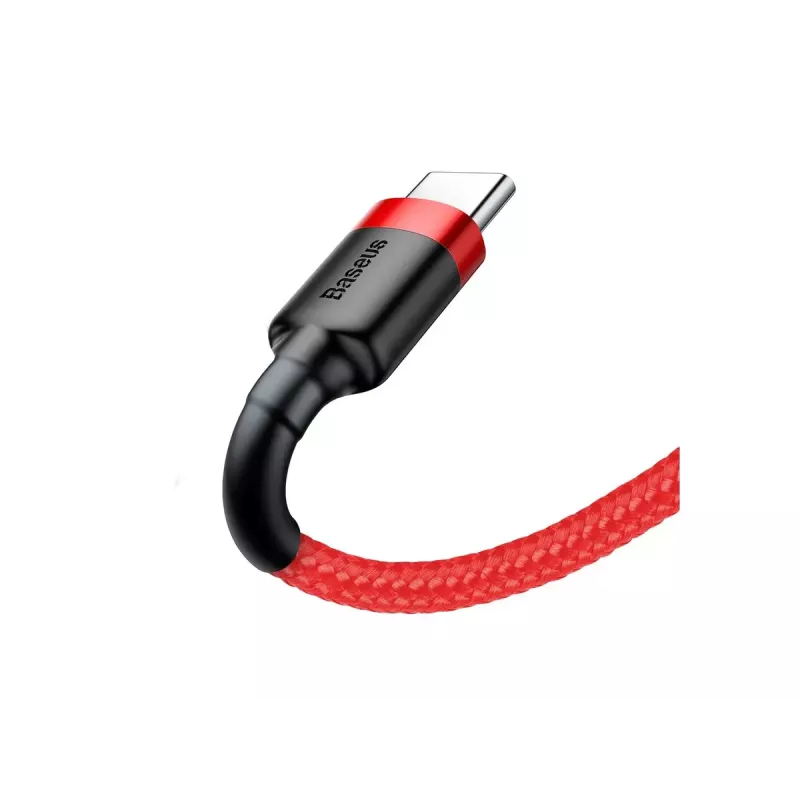 USB-A uz USB-C kabelis Baseus Cafule — USB 2.0 A→C, QC3.0 atbalsts, neilona pīts, sarkans
