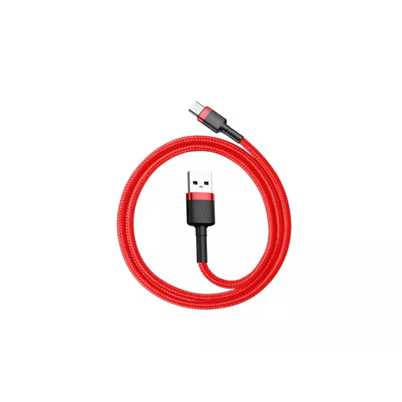 USB-A uz USB-C kabelis Baseus Cafule — USB 2.0 A→C, QC3.0 atbalsts, neilona pīts, sarkans