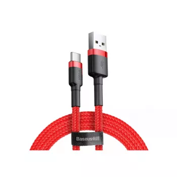 USB-A uz USB-C kabelis Baseus Cafule — USB 2.0 A→C, QC3.0 atbalsts, neilona pīts, sarkans