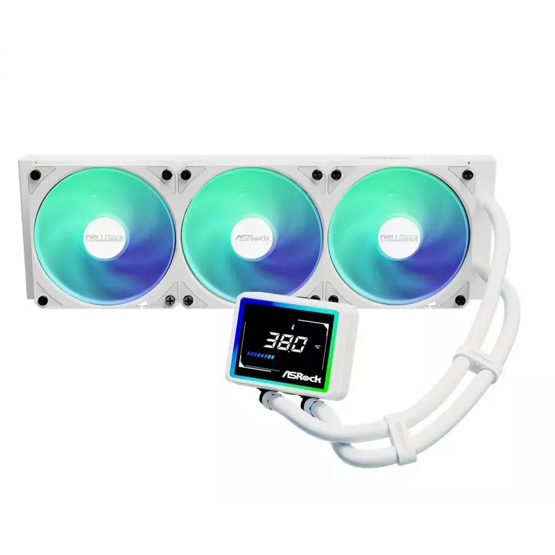 ASROCK Challenger 360 Digital ARGB White — 360 mm šķidruma dzesētājs, digitālais ARGB apgaismojums, balts korpuss