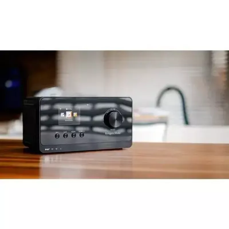 Interneta radio Krüger&Matz KM0816.1 — Melns, Bluetooth 5.2, FM, 2×7W, 430 preseti, tālvadība, 3.5 mm austiņas