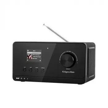 Interneta radio Krüger&Matz KM0816.1 — Melns, Bluetooth 5.2, FM, 2×7W, 430 preseti, tālvadība, 3.5 mm austiņas