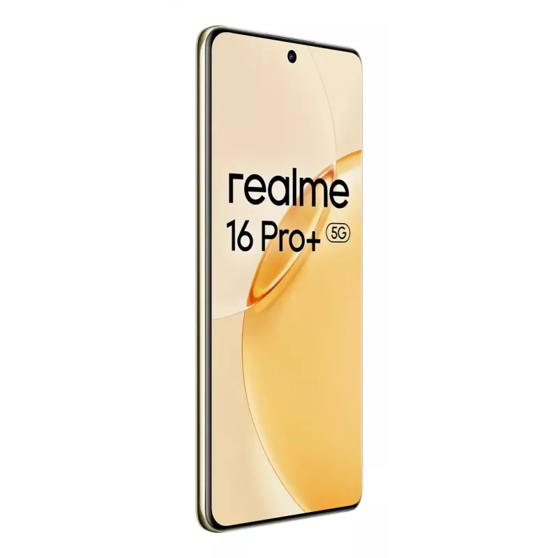 Viedtālrunis REALME realme 16 Pro+ — 6,8 collu (17,3 cm) 1280×2800, Snapdragon 7 Gen 4, 12 GB RAM, 512 GB, 200 MP, 7000 mAh, Zelts