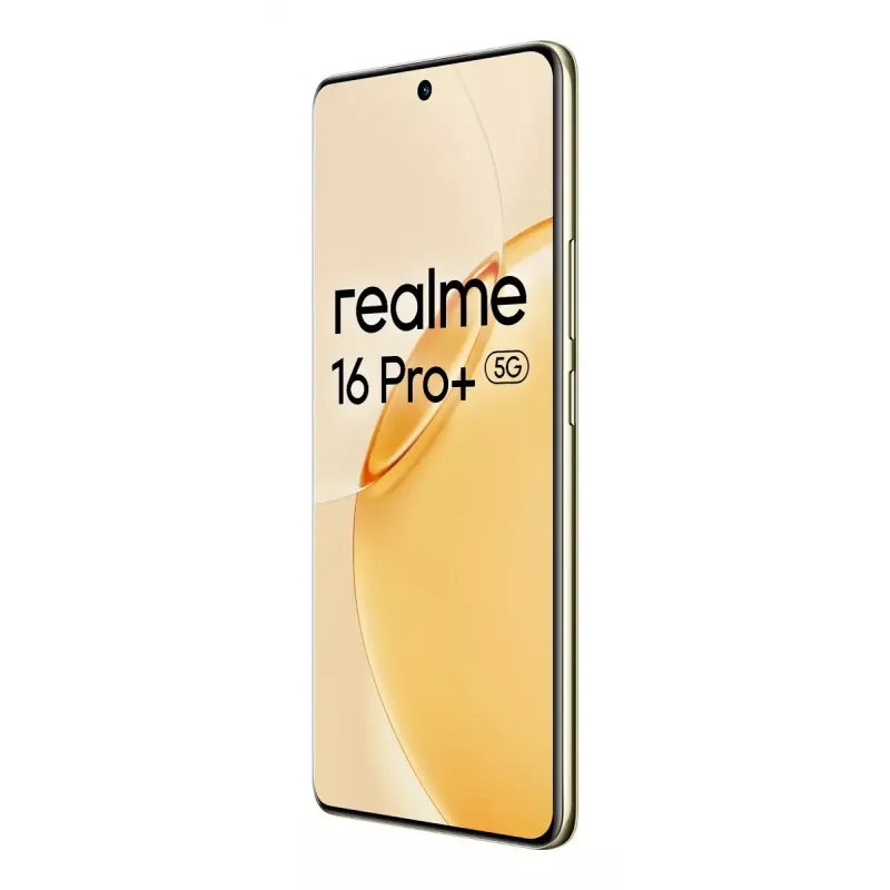 Viedtālrunis REALME realme 16 Pro+ — 6,8 collu (17,3 cm) 1280×2800, Snapdragon 7 Gen 4, 12 GB RAM, 512 GB, 200 MP, 7000 mAh, Zelts