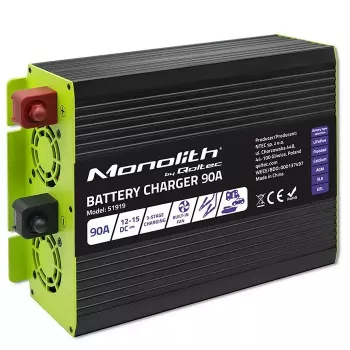 Bateriju lādētājs QOLTEC 51919 90A 12V LiFePO4 AGM GEL SLA