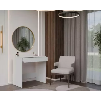 Galda dators MARINA 2S, balts, skaidu plātne, 810×500×800 mm, 2 atvilktnes, laminēta virsma