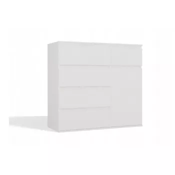 Kumode MALWA 1D5S, 5 atvilktnes, 1 veramas durvis, balta, 1000×400×930 mm, skaidu plātne
