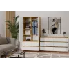 Skapis MALWA SS-90, 900×500×1800 mm, ozolkoka rāmis, baltas veramas durvis, 2 atvilktnes, skaidu plātne