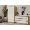 Skapis MALWA SS-90, 900×500×1800 mm, ozolkoka rāmis, baltas veramas durvis, 2 atvilktnes, skaidu plātne