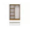 Skapis MALWA SS-90, 900×500×1800 mm, ozolkoka rāmis, baltas veramas durvis, 2 atvilktnes, skaidu plātne