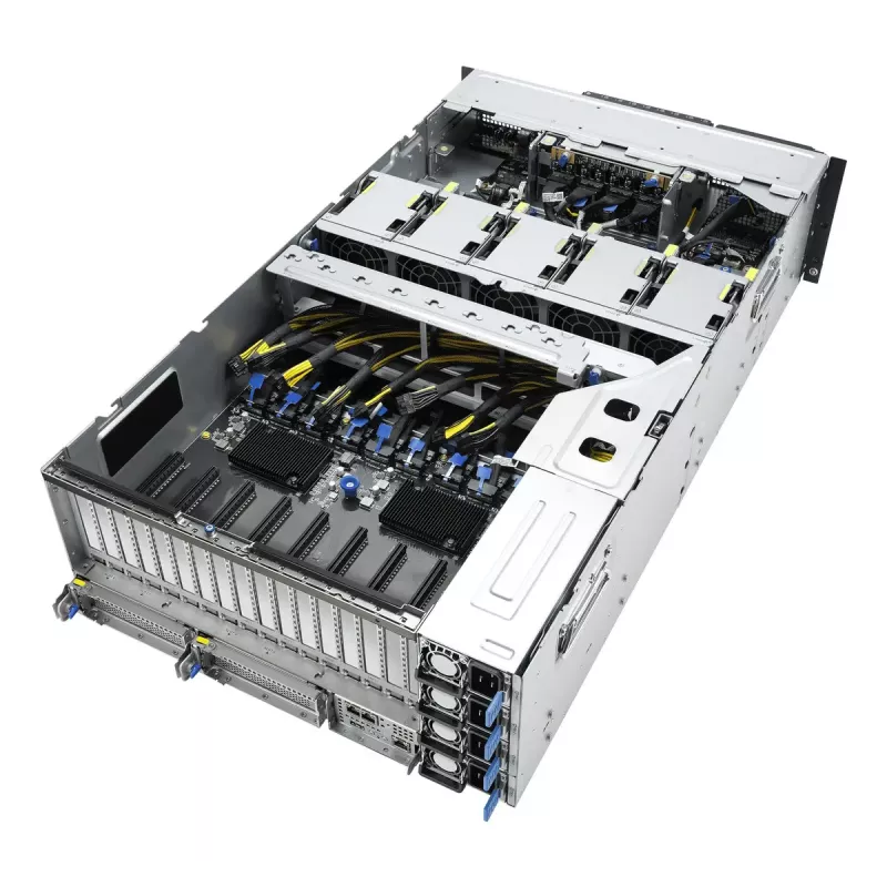 Rack serveris ASUS ESC8000A-E13P (4U) — LGA 6096, AMD EPYC, līdz 3 TB DDR5, 24 DIMM, 3200W barošanas bloks, 10GbE