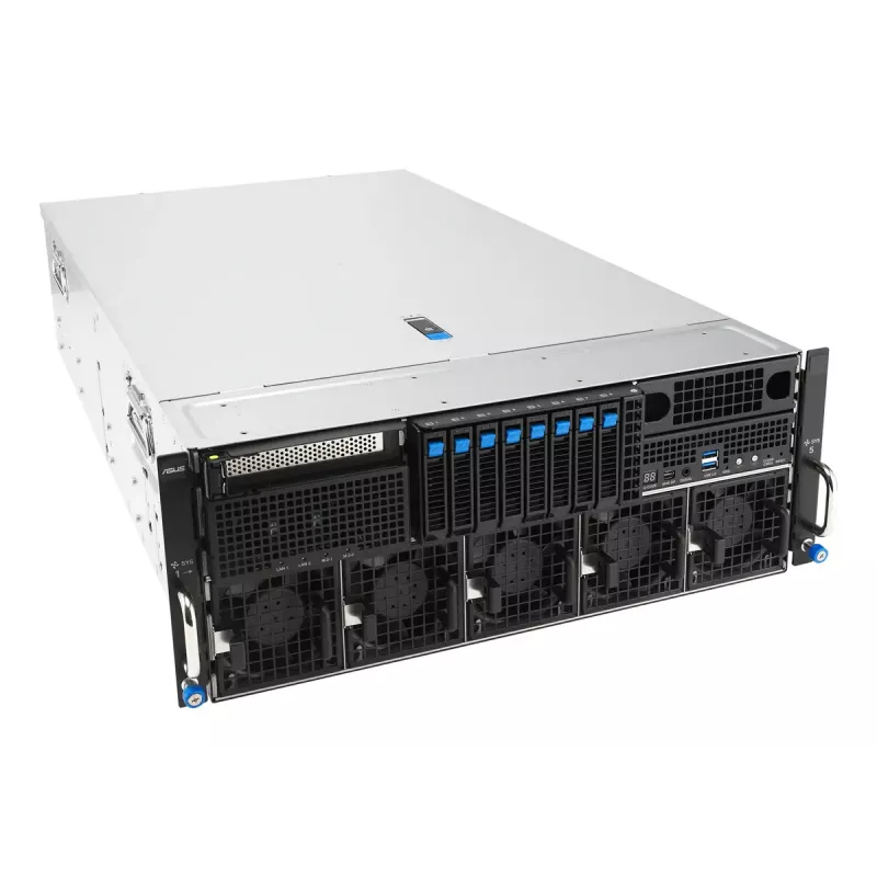 Rack serveris ASUS ESC8000A-E13P (4U) — LGA 6096, AMD EPYC, līdz 3 TB DDR5, 24 DIMM, 3200W barošanas bloks, 10GbE