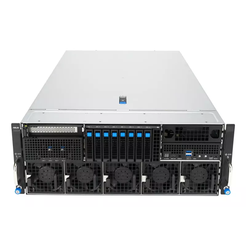 Rack serveris ASUS ESC8000A-E13P (4U) — LGA 6096, AMD EPYC, līdz 3 TB DDR5, 24 DIMM, 3200W barošanas bloks, 10GbE
